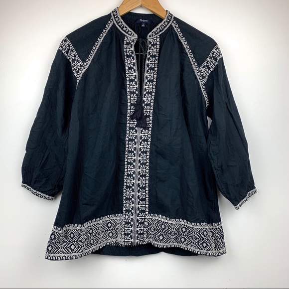 MADEWELL Camelia Embroidered Tassel Blouse S - Picture 3 of 7